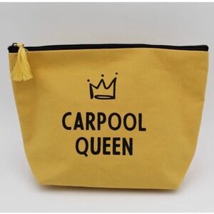 Carpool Queen Canvas Makeup Bag Yellow Tassel Zip Cosmetic Pouch Poshmark